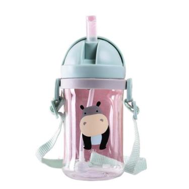 Imagem de Copo Infantil Com Canudo De Silicone Antivazamento 350ml - Generic, Az