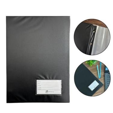 Imagem de Pasta Catalogo Oficio A4 C/ 100 Envelopes Finos Visor Preta - POLIBRAS