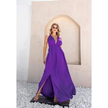 Imagem de Vestido Feminino Longo  Decote Profundo Com Bojo Frente Unica Com Amar