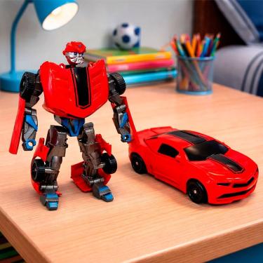 Imagem de Brinquedo Robô Transformável em Carrinho de Corrida Robô Guerreiro Plástico Vermelho 16cm