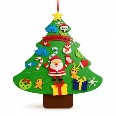 Imagem de Árvore de Natal em Feltro Educativa HX625-C para Colagem e Atividades Infantis Decorativa Tudo em Caixa