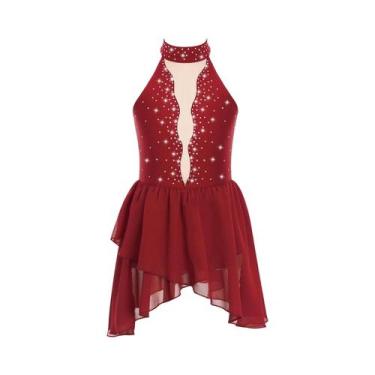 Imagem de Vestido De Dança Para Meninas Com Strass Brilhante, Costas Abertas, Le