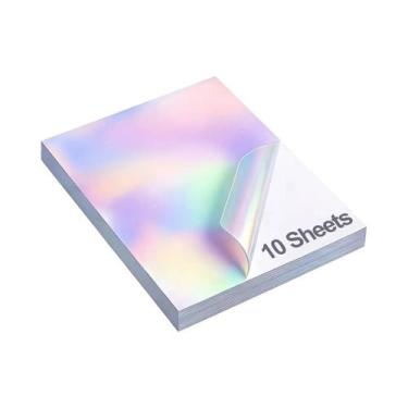 Imagem de Papel Adesivo Holográfico A4 10 20 30 40 50 Pacotes Arco-Íris Para Imp