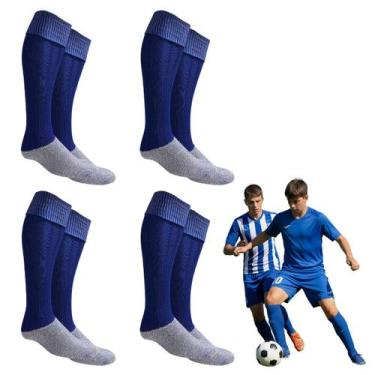 Imagem de Meião Futebol Juvenil 33 ao 37 Azul Royal Cano Alto Esporte Solado Alg