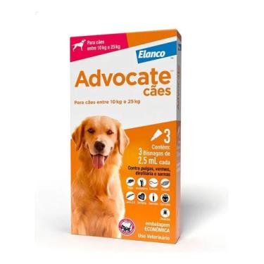 Imagem de Advocate Antiparasitário Para Cães 10-25kg Elanco 3 Pipetas - Congratu