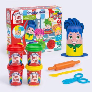 Imagem de Kit de Brincar Massinhas Studio Hair com Acessórios Estimula Imaginação e Criatividade Super Toys