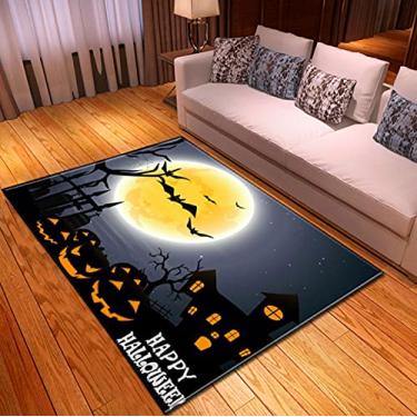 Imagem de Tapete de área para quarto e sala de estar - Trick Or Treat 3D ilusão de Halloween estilo quadrado contemporâneo tapete confortável tapete para berçário tapete de decoração de casa - Halloween 5 150 x 100 cm/60 x 39