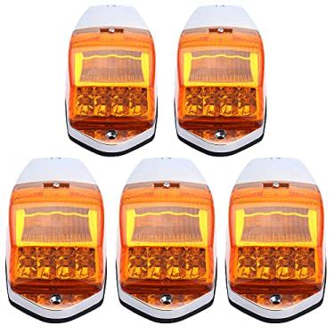 Imagem de KYYET 5 peças de luzes de LED para cabine de caminhão, 17 luzes de corrida de teto âmbar superior para caminhões resistentes Peterbilt Kenworth Freightliner Mack International Western Star Semicaminhão luz de reboque
