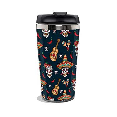 Imagem de Copo Termico Personalizado Caveira Mexicana Azul