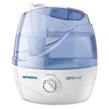 Imagem de Umidificador de Ar Ultrassônico Mondial NUA-02 Comfort Air 2 2,2 Litros Branco/Azul Bivolt