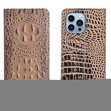Imagem de GSYH Capa para iPhone 13 Mini/13/13 Pro/13 Pro Max, couro legítimo magnético fecho flip folio carteira capa com compartimentos para cartão Kickstand capas de TPU à prova de choque, marrom, 13pro 15,1 cm