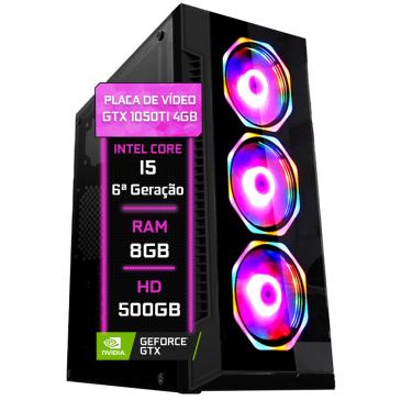 Imagem de Pc Gamer Fácil Intel Core i5 (6ª geração) 8GB gtx 1050ti 4GB HD 500GB - Fonte 500w