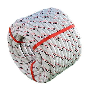 Imagem de Arborista de poliéster trançado (0,9 cm x 30,5 m) Corda de alta resistência ao ar livre para escalada, caminhada, acampamento, balanço, branco