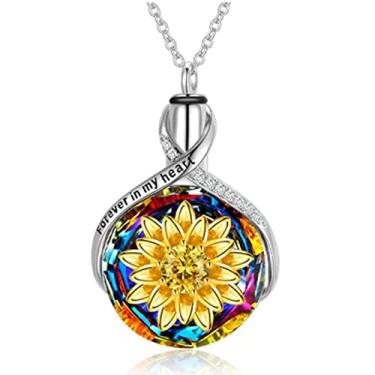 Imagem de Colar urnas para cinzas girassol cristal cinza colar urna para cinzas pingente animal de estimação família cremação lembrança colar - 20 peças