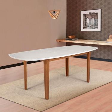 Imagem de Mesa Extensível Oval 2,0m Aberta Jabuticabeira CabeCasa MadeiraMadeira Amêndoa/Off White