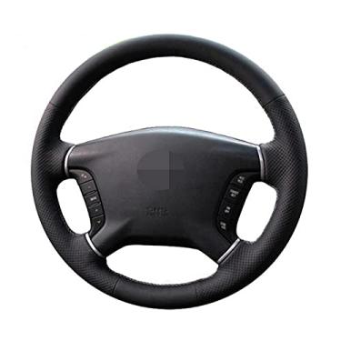 Imagem de DYBANP Capa de volante, para Mitsubishi Pajero 2007-2014 / Galant 2008-2012, capa de volante de couro preto costurada à mão DIY