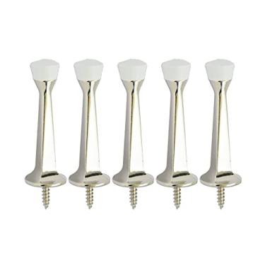 Imagem de QCAA — Parada de porta rígida sólida resistente, 7,6 cm, molde de zinco, 5 Pack, Nickel Plated