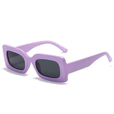 Imagem de Óculos de sol retangulares coloridos vintage moda feminina gradiente tons de óculos uv400 masculino quadrado geléia azul roxo óculos de sol, cinza roxo fosco, como a imagem