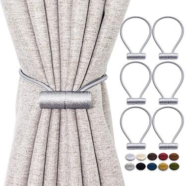 Imagem de Cortina magnética prendedor de cortina prendedor de cortina decorativa de 16 polegadas, cinza, 4 peças