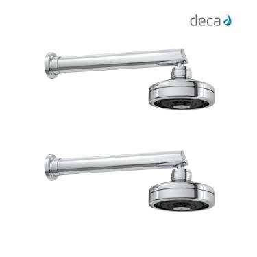Imagem de Kit 2 Chuveiro De Parede Redondo Acqua Plus Com Tubo 1990 Cromada Deca