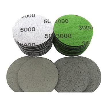 Imagem de SHENGANG 30pcs 2 polegadas 50mm gancho e laço de espuma disco molhado & Lixa de esponja seca 3000/5000 lixa para polimento de metal de drywall de madeira de carro, 3000