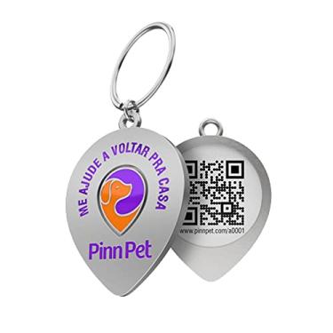 Imagem de Pinn Pet - Pendente Inteligente com QR Code - Identificação de Pet por QR Code e Aplicativo Exclusivo - Anel Duplo - Prata, Roxo, Laranja - 3cm x 2cm - Unissex - Todas as Fases da Vida