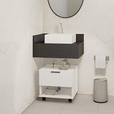Imagem de Gabinete para Banheiro com Rodízios 45cm 1 Gaveta 1 Nicho Etta Estilare Branco