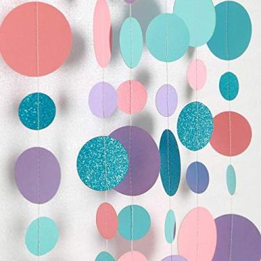 Imagem de Decor365 Guirlanda de bolinhas com círculos azuis para decoração de festa no verão sob o mar, piscina, praia, oceano, bolhas, bandeira, cenário de sereia, aniversário, casamento, chá de bebê, decoração de festa de quarto de crianças