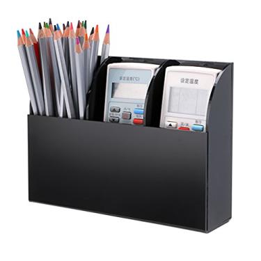 Imagem de Suporte de parede Hipiwe com controle remoto, organizador de acrílico transparente, caixa de armazenamento de mídia, mesa de café e mesa-de-cabeceira conveniente para controle remoto... (três compartimentos preto)