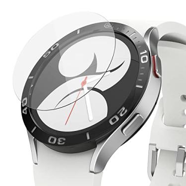 Imagem de Ringke Vidro apenas para estilo bisel [pacote com 4] compatível com Samsung Galaxy Watch 4 de 44 mm, película protetora de vidro temperado com dureza 9H antiarranhões e cobertura completa