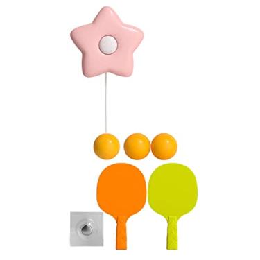 Imagem de Dynwave Treinador de tênis de mesa interno para crianças portátil, para pais em casa, mesa sem necessidade, com bolas autotreinador de pingue-pongue, ROSA