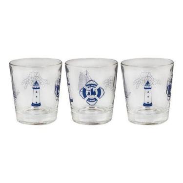 Imagem de Conjunto 3 Copos Decorativo Náutica - 200ml - Vitrus Glassware