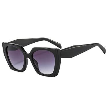 Imagem de Tendência Óculos de Sol Quadrado Preto Branco Feminino Luxo Vintage Grande Armação Óculos de Sol Feminino Sombras UV400 Óculos de Sol, 3, Tamanho Único