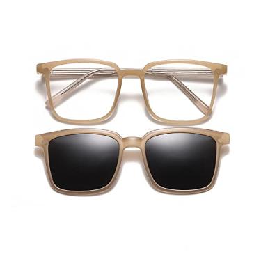 Imagem de Clássico retrô polarizado clipe em óculos de sol femininos grandes quadrados pretos de luxo óculos de sol de condução para homens óculos, chá preto, polarizado