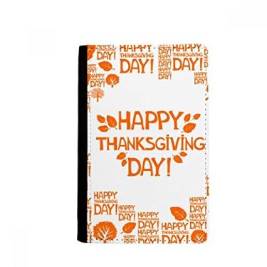 Imagem de Porta-passaporte com padrão de palavras abstratas para o dia de Ação de Graças Notecase Burse capa para cartão, Multicolor