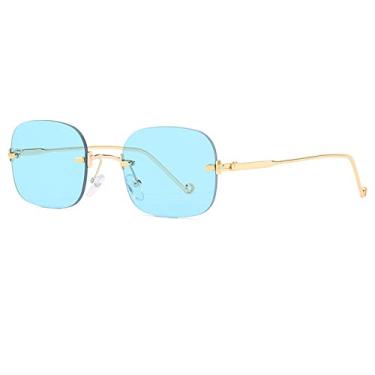 Imagem de Óculos de sol sem aro pequenos da moda femininos retro punk óculos de sol quadrados masculinos tons gradientes designer uv400 óculos, 9, tamanho único