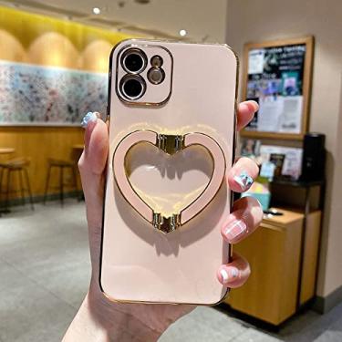 Imagem de Capa de telefone de metal bonito coração banhado a ouro para iphone 14 12 pro max mini 11 13 pro x xs xr 6 s 7 8 plus se capa, l24a23, rosa, para iphone 6 ou 6 s