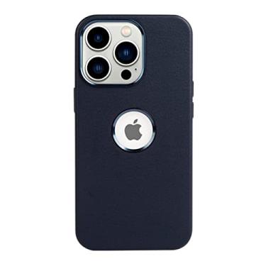 Imagem de Capa de couro com capa para iPhone 14 Pro Max/14 Plus capa 14Pro estojos magnéticos de carregamento sem fio acessórios, azul escuro, para iPhone14 Pro max