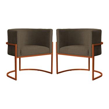 Imagem de Kit 02 Poltronas Luana Base em Bronze Linho Cores - DS Estofados
