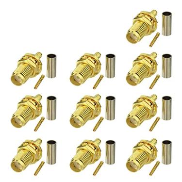 Imagem de Eightwood 10 peças SMA fêmea anteparo crimpagem conector banhado a ouro para cabo RG316 RG174