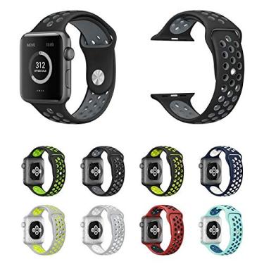Imagem de Pulseira NK-Sport LTIMPORTS, compativel com Apple Watch 42mm Series 11/10, 41mm Series 9/8/7, 40mm Series 6/5/4/SE e Apple Watch 38mm Series 3/2/1 (Preto com Cinza)