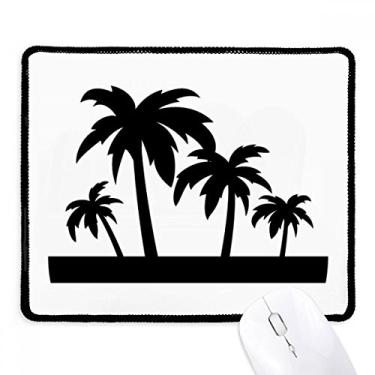 Imagem de Mousepad com contorno de coqueiro, planta preta, borda costurada, tapete de borracha para jogos