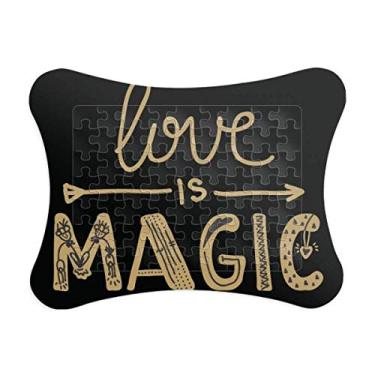 Imagem de Moldura de quebra-cabeça Love is Magic Gold estilo citação jogo de papel para casa