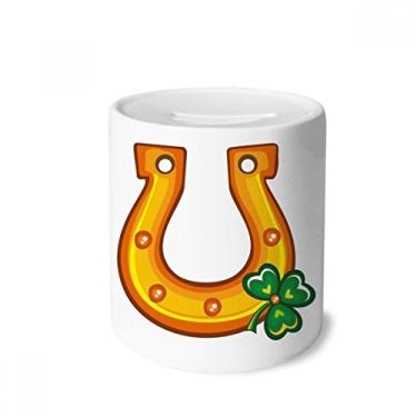 Imagem de DIYthinker Clover U Type Iron Ireland St.Patrick's Day caixa para dinheiro cerâmica porta-moedas presente de cofrinho