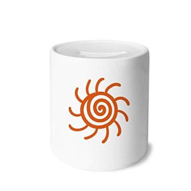 Imagem de DIYthinker Caixa de moedas de cerâmica Sun Sunshine pintura à mão laranja porta-moedas presente
