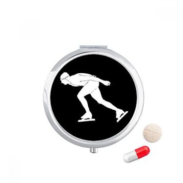 Imagem de Caixa de comprimidos preta para patinação no inverno com contorno esportivo, caixa de armazenamento de medicamentos dispensador de contêiner
