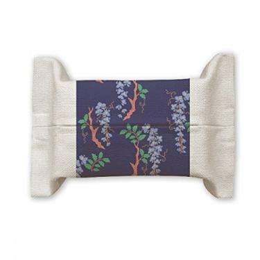 Imagem de Bolsa de linho de algodão com folha de cultura japonesa roxa