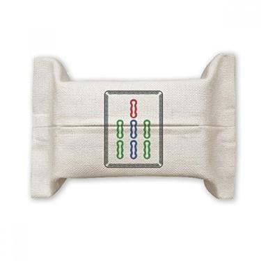 Imagem de Mahjong Barra de bambu com 7 azulejos padrão de papel facial bolsa de linho de algodão