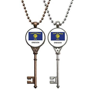 Imagem de OFFbb-USA Colar de chave Oregon com contorno da bandeira do estado americano para decoração de casais