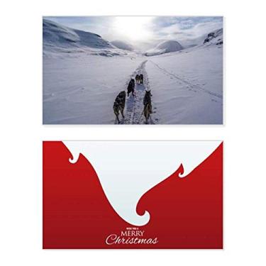 Imagem de Dog Animal Snow Husky Foto Feriado Feliz Natal Cartão de Parabéns Mensagem de Letras de Natal